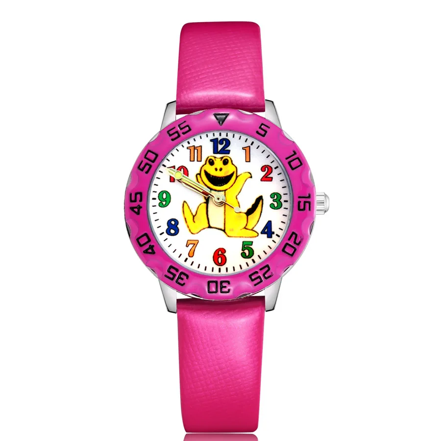 

Children's Cute Cartoon Dinosaur Style Student Boy Girl Leather Strap Quartz Wrist Watches JM188