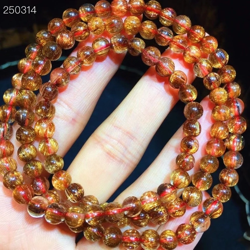 Натуральный красочный медный рутилированный кварцевый браслет 5 8 мм Кристалл