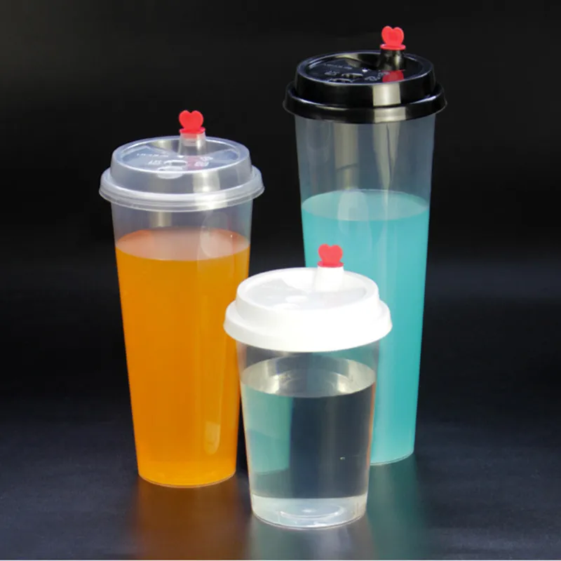 

50pcs 380ml 520ml 700ml transparent disposable milk tea cup birthday party favors drinking coffee juice plastic cups with lid
