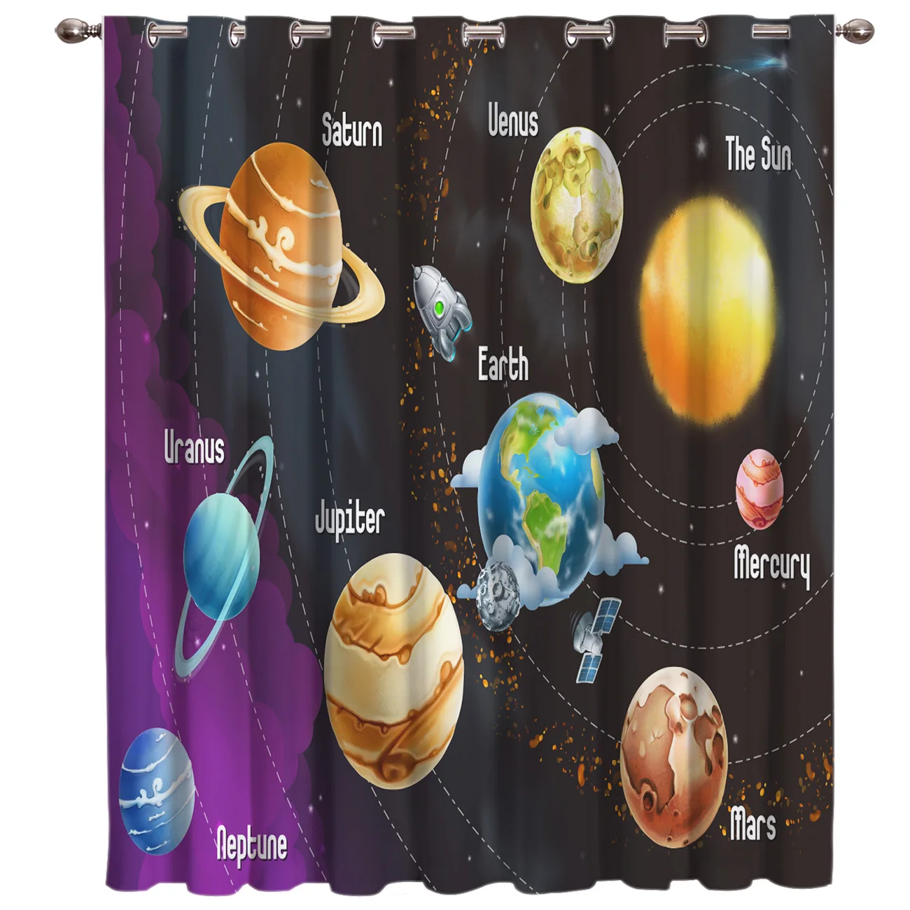 Мультяшная солнечная система оконная занавеска s Темный Декор уличная детская
