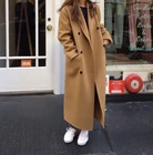 Новое поступление 2021, шерстяное пальто, женское осенне-зимнее двубортное длинное пальто, шерстяная куртка с длинным рукавом, свободные пальто