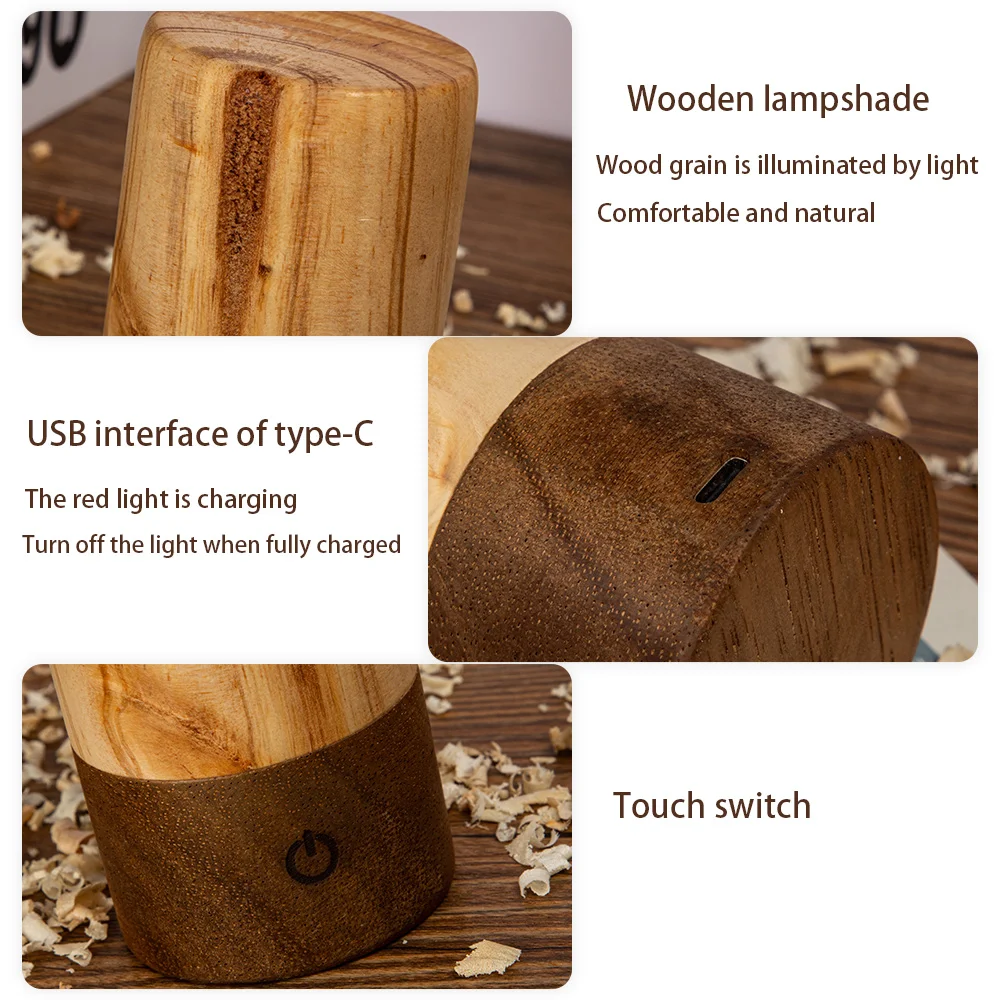 

Solid Wood Decorative Lamp Bedroom Bar Study Coffee Shop Restaurant Decor Night Light Kid Child Xmas Gift Led Table Night Light