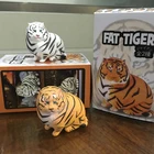 10 см супер милый толстый тигр, игрушки, украшение для автомобиля, фигурка маленького тигра в подарочной коробке, полосатый стиль, резиновые тигровые украшения ZH031