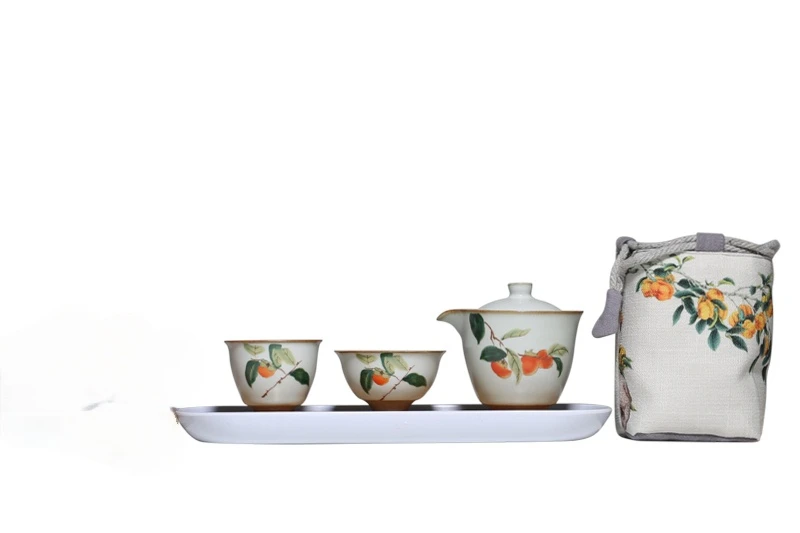 

Ru посуда, винтажная быстрая чашка Persimmon, один горшок, две чашки, чайный набор, тканевый пакет, портативные дорожные наборы