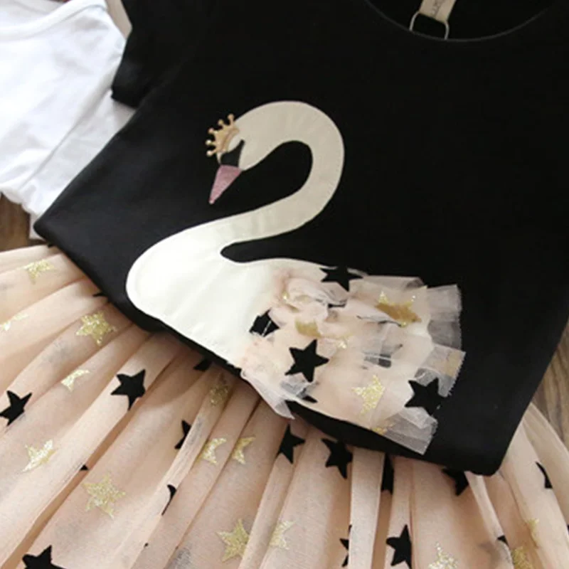 Платье для девочек с лебедем летние вечерние платья принцессы топы животными +