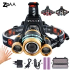 Налобный фонарь T6, светодиодный с перезаряжаемым датчиком