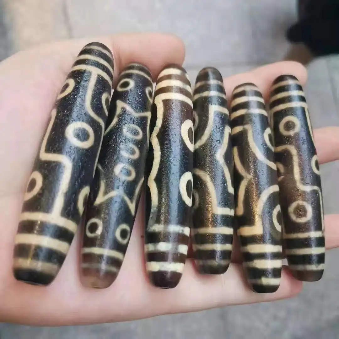 

1pcs/lot weathered patina tooth yellow natural antique collectible large dzi agate classic multi-pattern rare ancient Ornaments