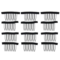 furling girl pack of 12 pcs coffee black wig combs with polyster cloth 7 teeth wig accessories hair wig combs clips