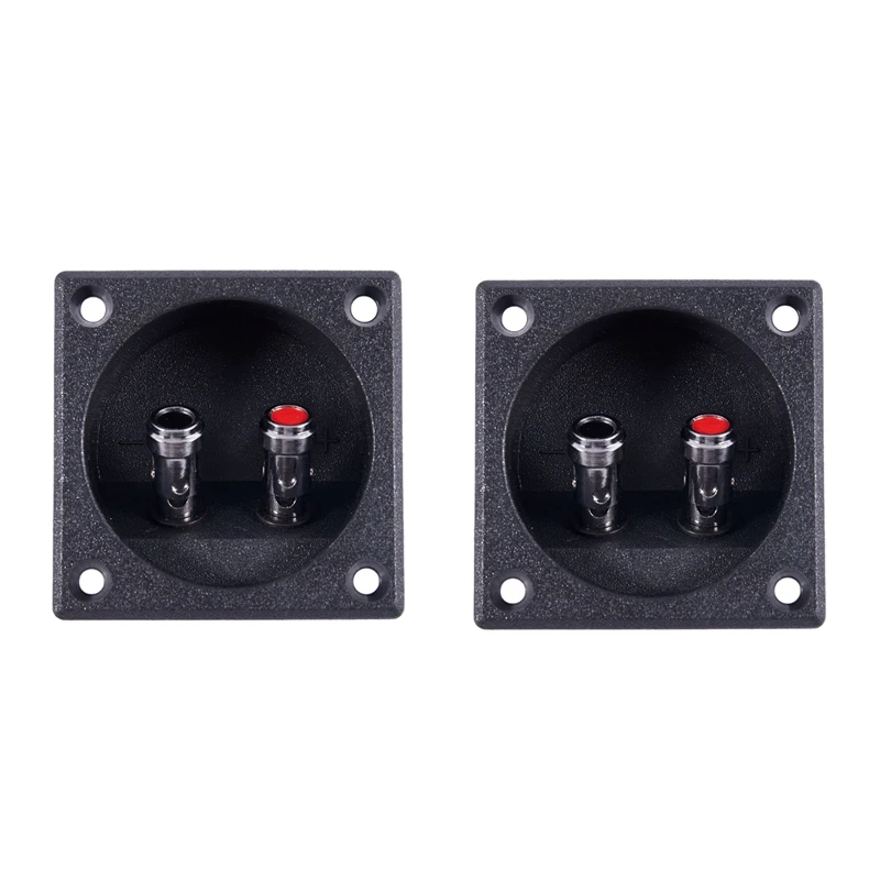 

2X Square Shape Double Binding Post Type Speaker Box Terminal Cup Black