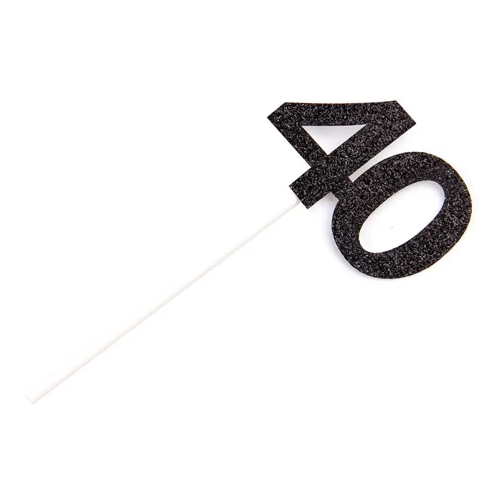 black 40 12 шт. номер 30 40 50 60 для капкейка-30th 40th 50th 60th празднование Дня Рождения вечерние поставки торт фигурки жениха и невесты; дропшиппинг - Цвет: black 40
