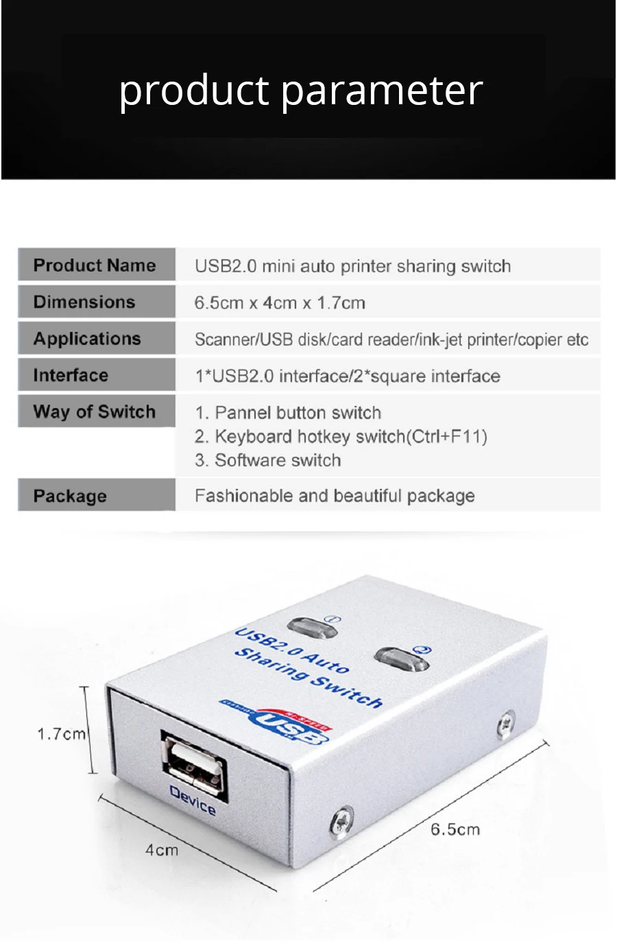 Usb переключатель конвертер автоматический разделитель компьютерная периферийная техника для 2 ПК компьютерный принтер для офисного домашнего использования usb2.0 концентратор