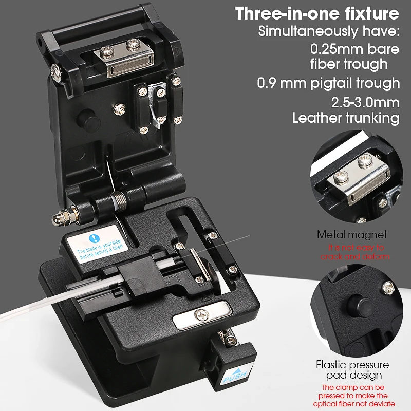 COMPTYCO AUA-7S High Precision Fiber Cleaver FTTH Fiber Cable Cutting Knife Tools 16 Surface Blade