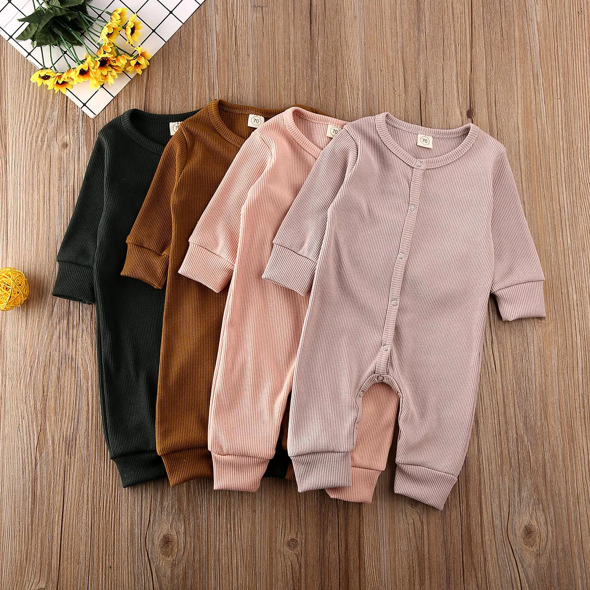 

Baby Spring Autumn Clothing Infant Baby Girl Boy 0-24M Winter Knitted Romper Jumpsuit Ribbed Overall Long Sleeve Clothes
