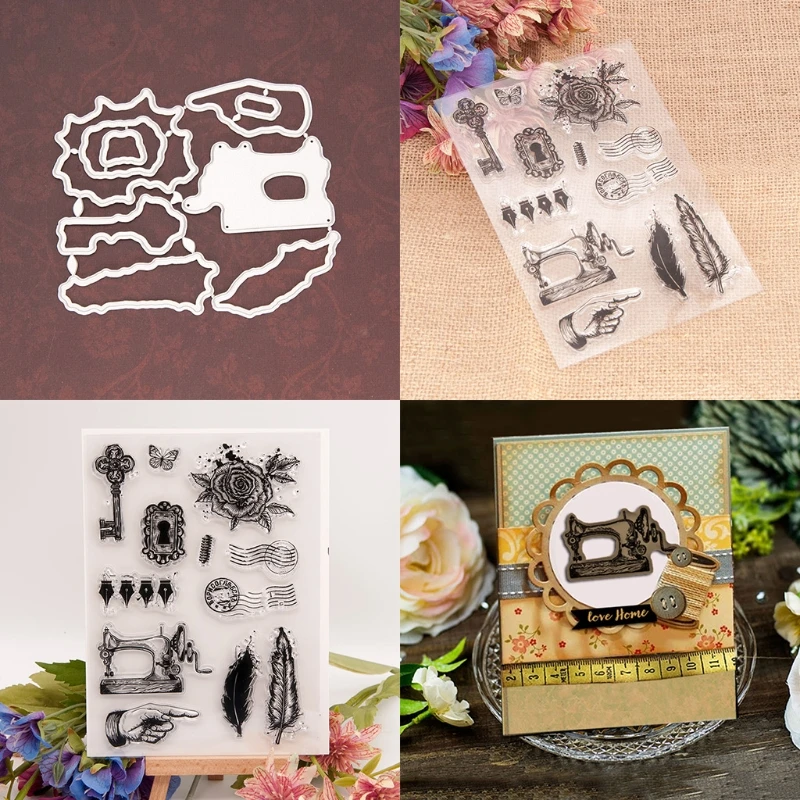 

Повязка на голову с цветочным рисунком и пером; Печатей с Трафаретный вырубной штамп трафарет для скрапбукинга "сделай сам" рельефная фотог...