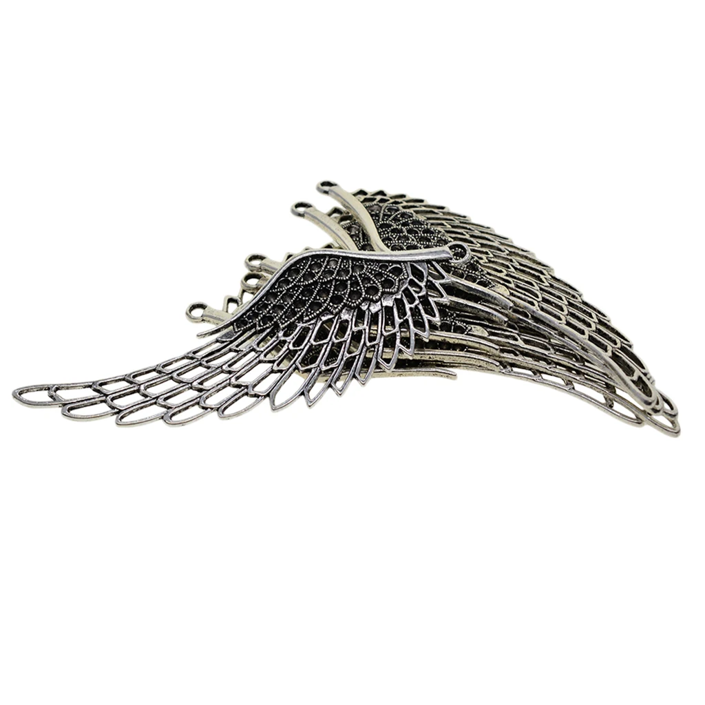 6 шт большое крыло Подвески птица Ангел подвеска Античные серебряного цвета 108x38mm