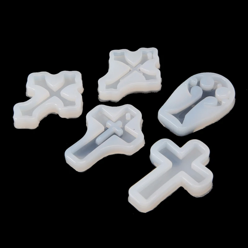 

5PCS Cross Silicone Resin Mold For Jewelry Making Casting Mould Craft DIY Tools Epoxy Resin