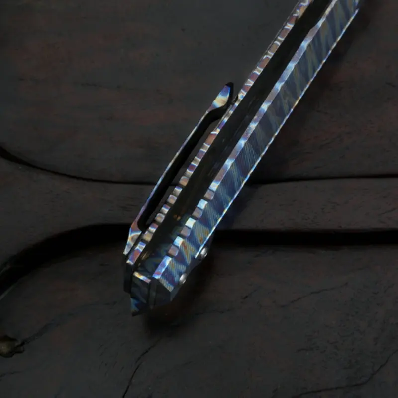 Карманный складной нож с ручкой из титанового сплава Дамасская сталь для