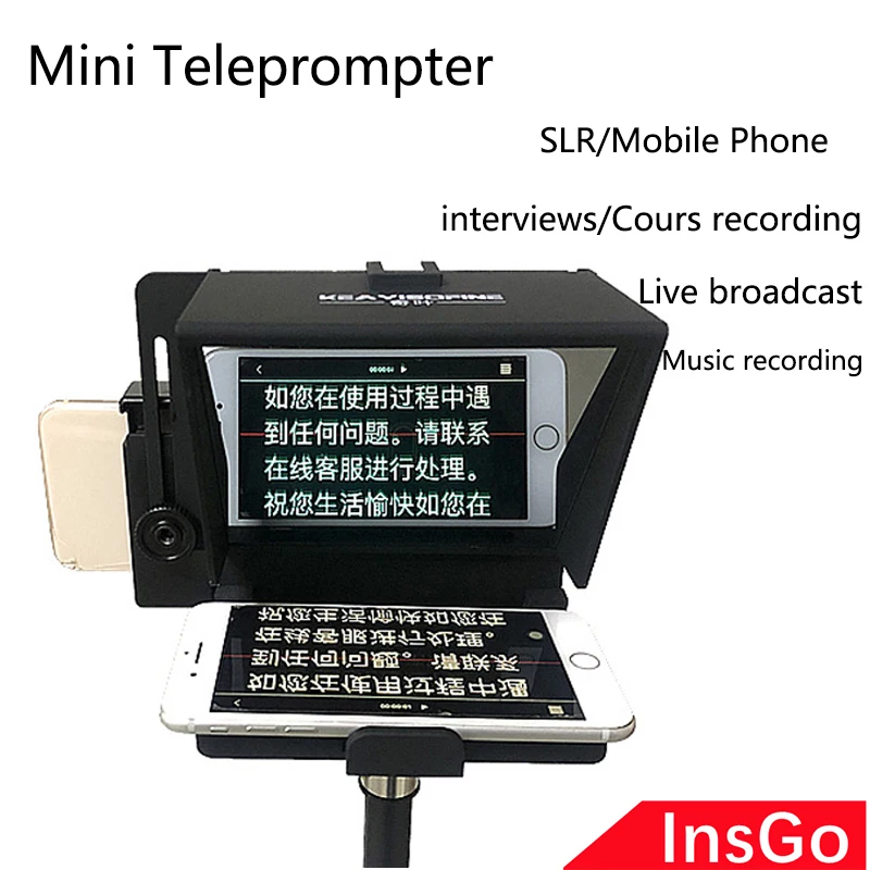 

Mini Portable Prompter Smartphone Teleprompter for Youtube Live Vlog Video Interview Speech for DSLR Cameras Cell Phone