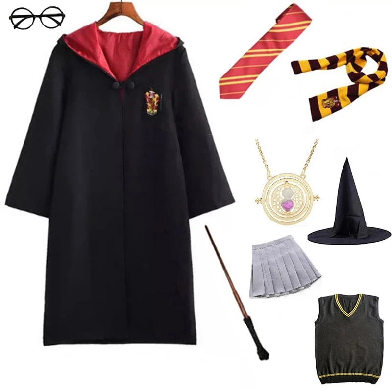 Костюм для косплея Поттера взрослых и детей магический халат плащ одежда шарф