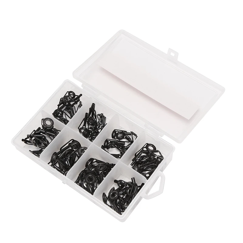 

80 Pcs Fishing Rod Tip Repair Kit Stainless Steel Ceramic Ring Guide Tips Rod Guide Replacement Tip for Sea Fishing