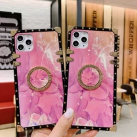 square pink bling rhinestones stand case for samsung s21 ultra s21 note20 ultra note10 s20 ultra s10e s10 s9 s8 s21 fe cover
