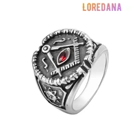 loredana fashionable titanium ring epic exquisite limited edition red zircon freemasonry logo stainless steel ring for men r1056