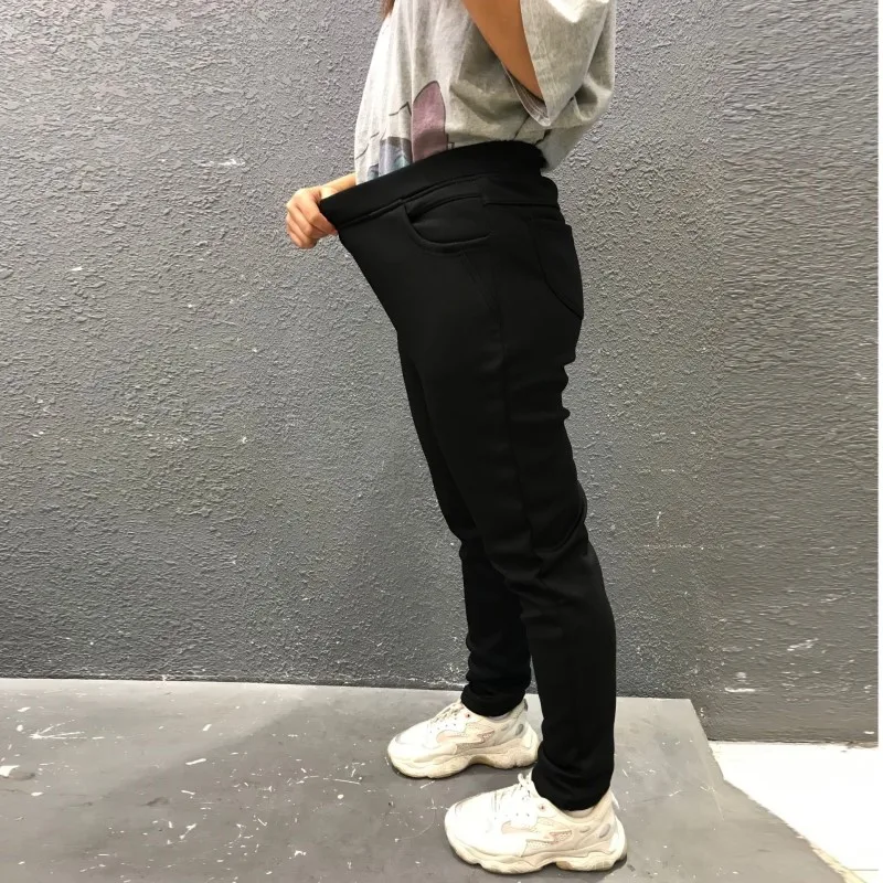 Plus Size 9XL 8XL 7XL Women Autumn Winter Long Thick Pants Femme High Waisted Stretched Black Trousers Ladies Velvet Warm Pants