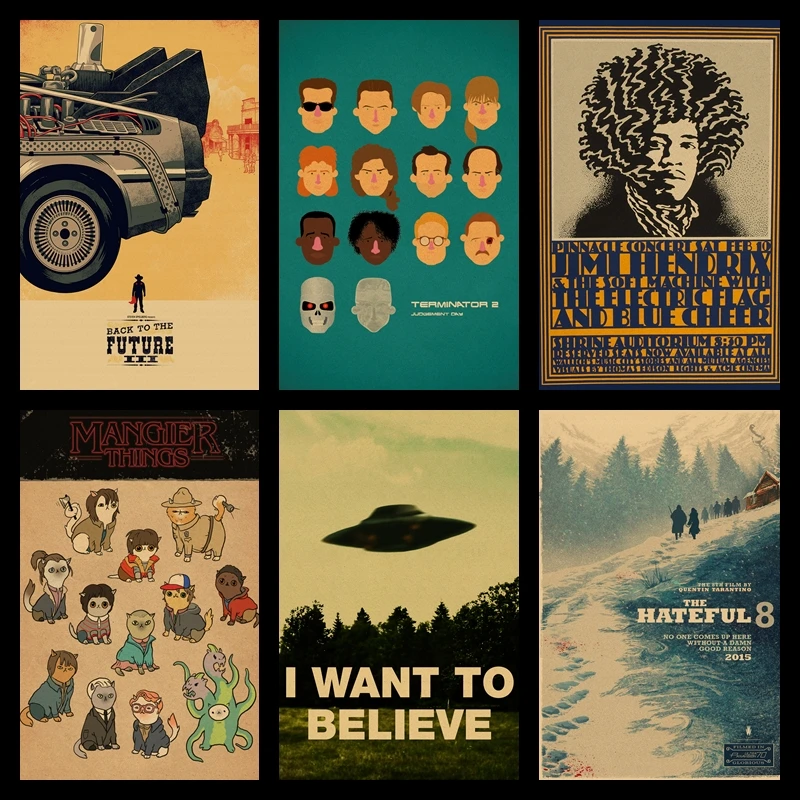 Три отправить один The X-Files/Elizabeth/смешной классический фильм серии иллюстрация ретро-крафт рисование декор для гостиной.