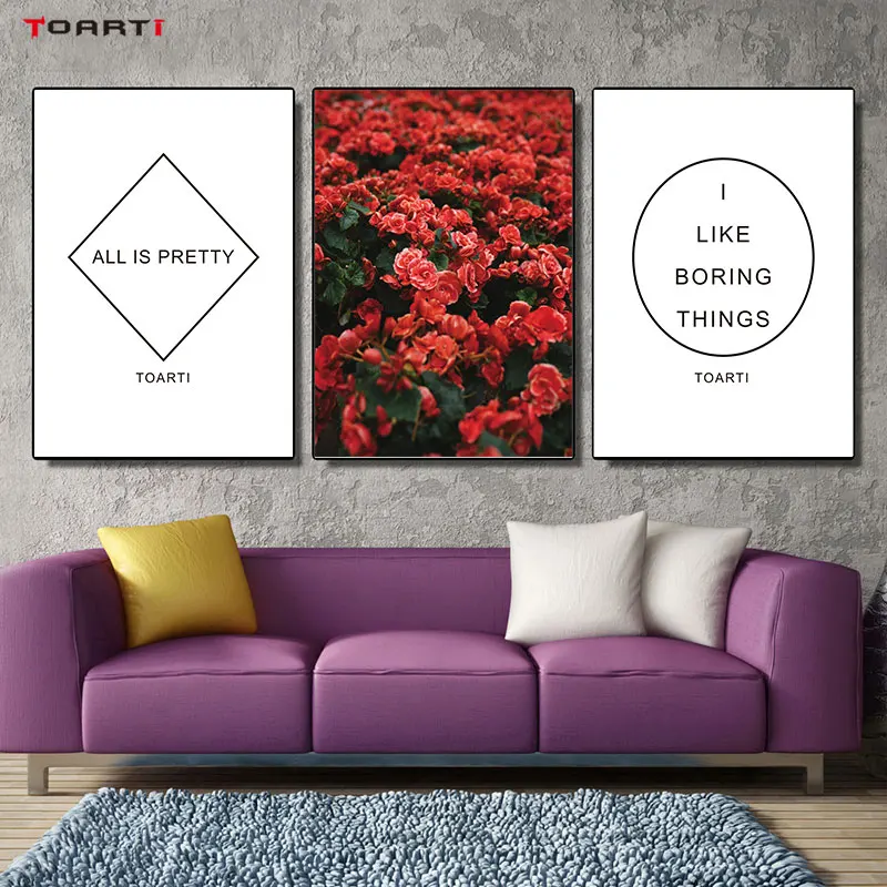 Красные цветы принты плакаты современная картина с цитатой все это Красивые