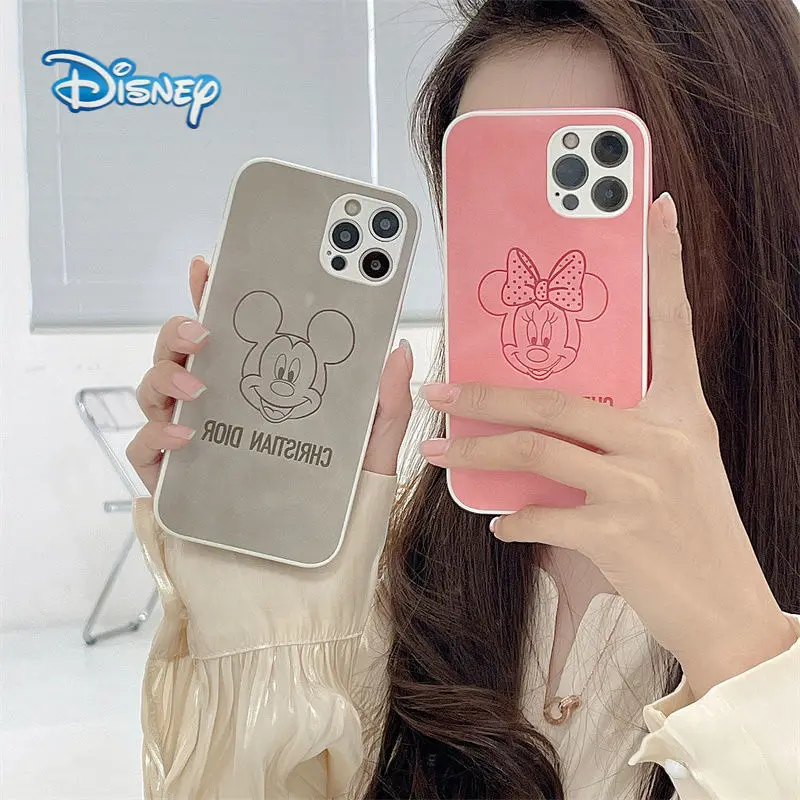 

Disney Mickey Minnie Cartoon Phone Case for iPhone 13 12 11 Pro Max X XR 7 8 Plus SE Couples Anti-Fall Phone Protective Covers