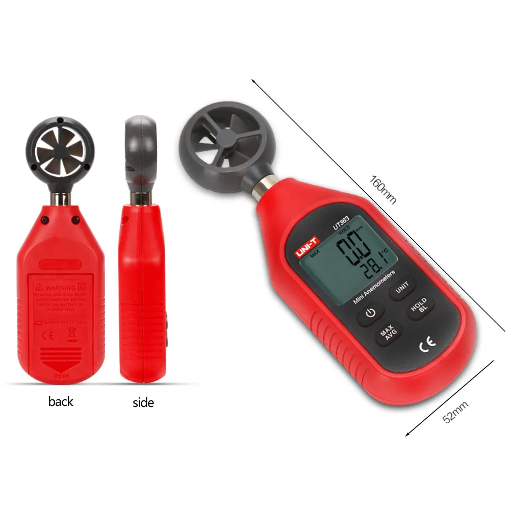 UNI T UT363 мини анемометр измеритель температуры максимальная замеряемая скорость