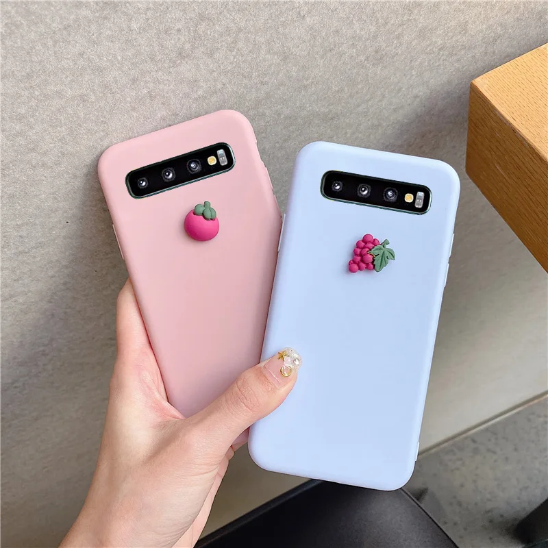 Case For Samsung Galaxy S8 S9 S10 5G Lite Plus S6 S7 Edge Soft Cover Cute 3D Fruit Silicone Peach Grape Avocado orange Cases