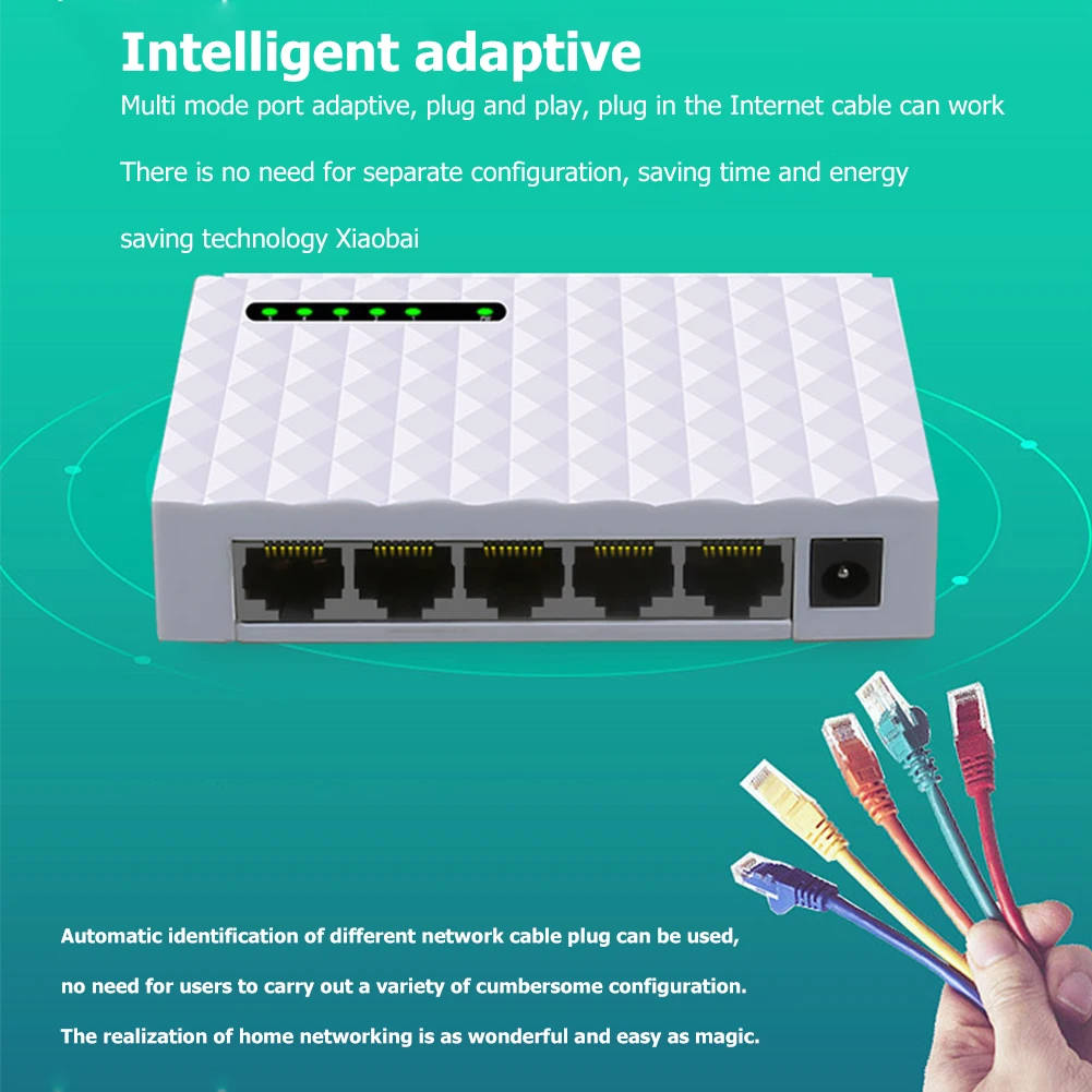 5 Порты и разъёмы Desktop гигабитный сетевой коммутатор Gigabit 10/100 / 1000 Мбит/с Ethernet