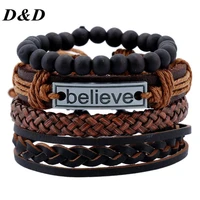dd top fashion time limited boys magnet speed sell through the explosion of believe cowhide leather bracelet mens hand woven