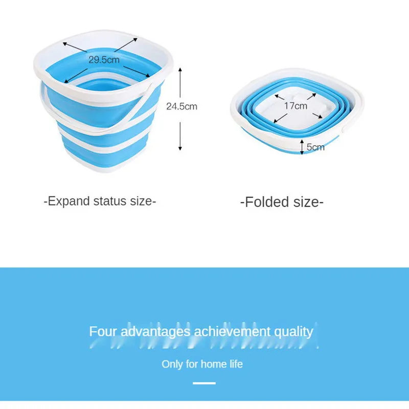 

Fishing Silicone Bucket Promotion Folding Bucket Car Wash Outdoor Fishing Supplies Square 10L Bathroom Kitchen Camp Bucket