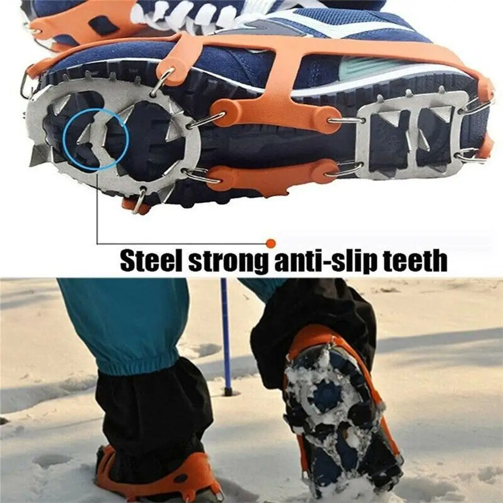 

Outdoor Climbing Crampons 18 Teeth Silicone Crampons Steel Mountaineering Skid Shoe Cover Rock Climbing Crampons