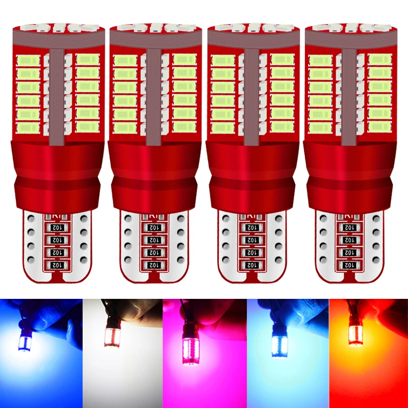 

4PCS RGB T10 W5W Led 194 168 W5W 4014SMD Car Dome Reading Light Automobiles Wedge Lamp RGB LED Bulb White Amber red