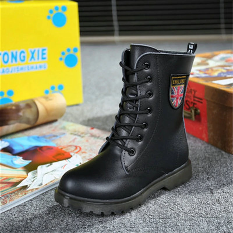 Детские мотоциклетные ботинки из натуральной кожи на осень/зиму | Мать и ребенок