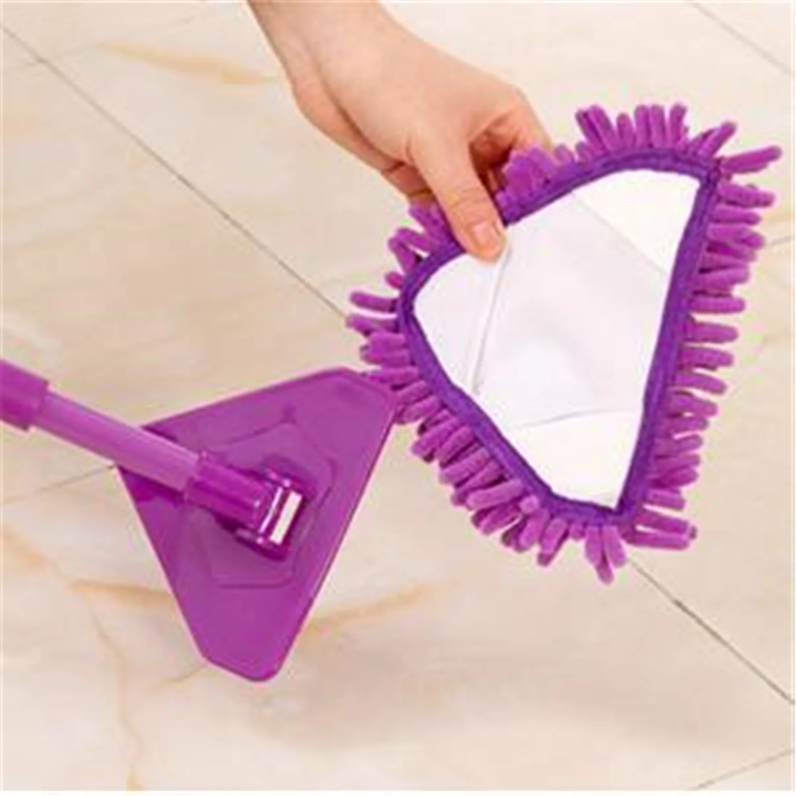 

Triangle Chenille Mop Floor Ceiling Window Rotary Cleaning Mop telescopic pole Triangular Mophead Swob Extendable 132cm Mops