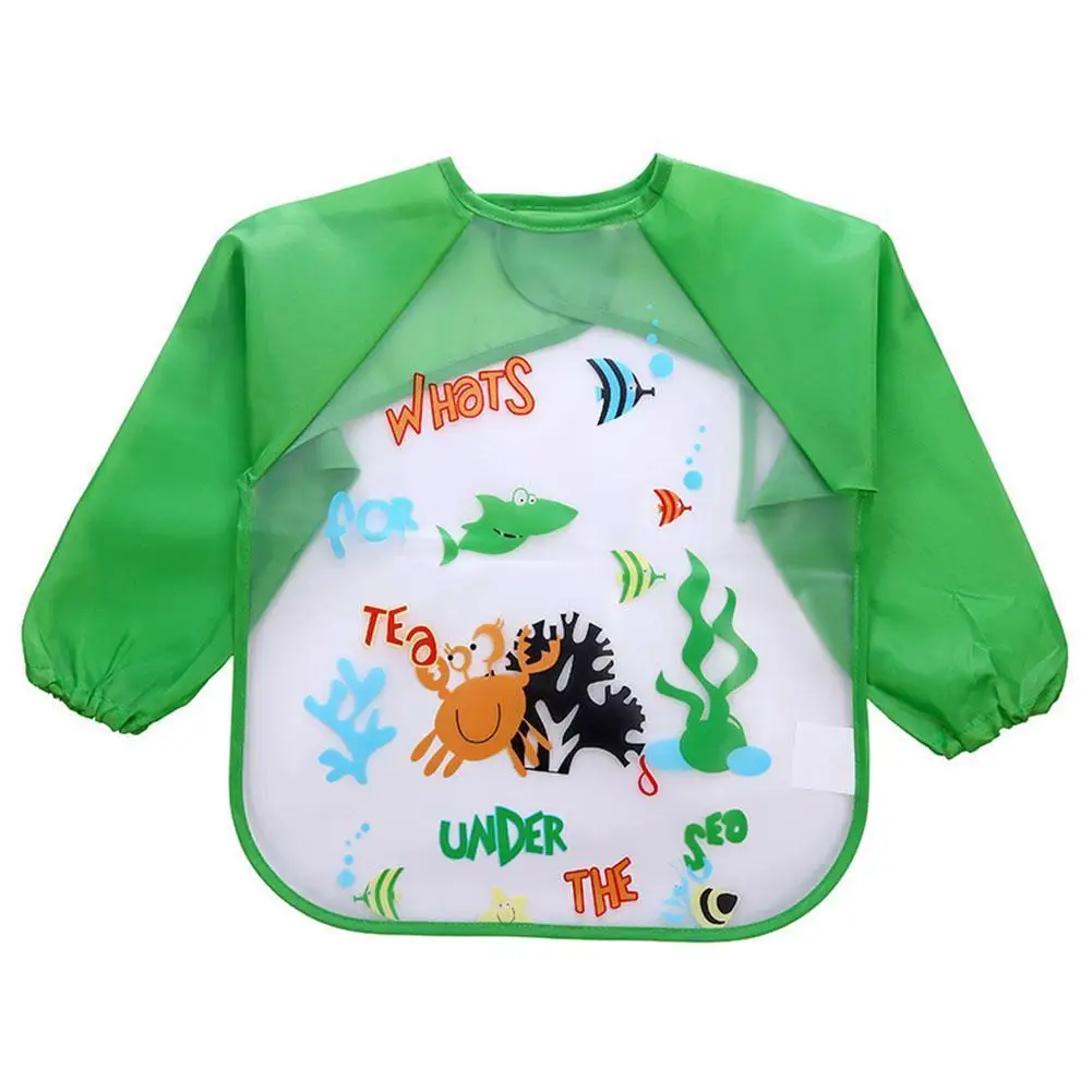 Animales de dibujos animados de Baberos adorables para beb&eacute; ni&ntilde;o de manga larga delantal desechable babero para cosas delantal de alimentaci&oacute;n infantil impermeable ni&ntilde;os D6g3-3