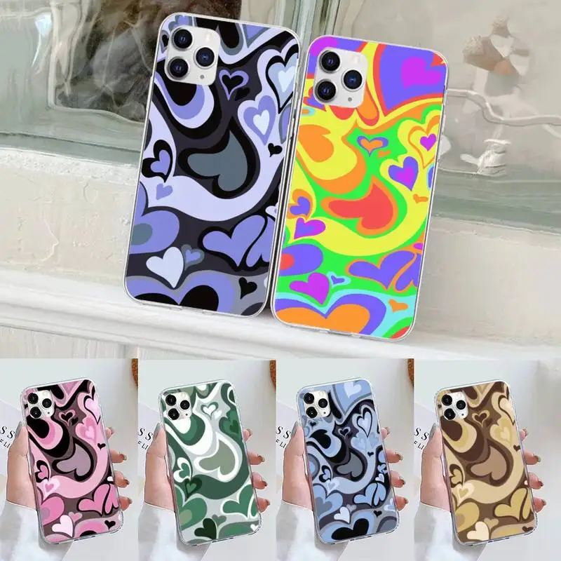 

Purple Heart Swirl Pattern Phone Case for iPhone 11 12 13 mini pro XS MAX 8 7 6 6S Plus X 5S SE 2020 XR case