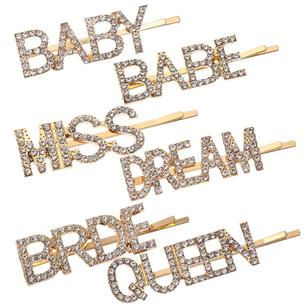 1 шт. стразы для женщин и девочек заколка волос с буквенным принтом кристаллами