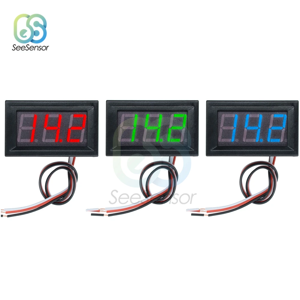 3 провода 0 56 &quotМини светодиодный цифровой вольтметр измеритель напряжения Вольт