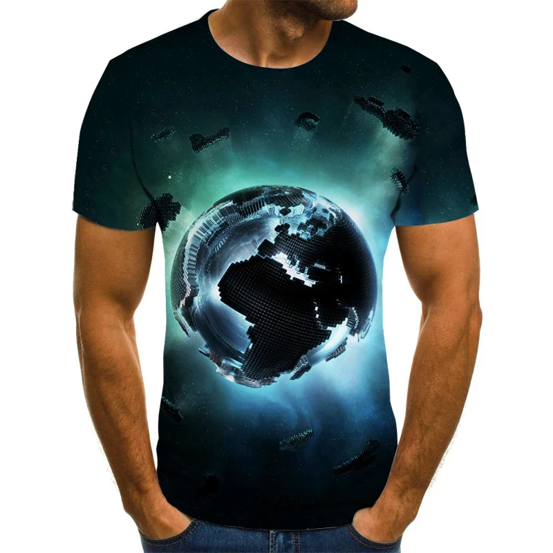 

Fashion Men's T-shirt Men's Casual Summer 3dt-shirts Men's Starry Sky Top O-neck Shirt Large Size Streetwear Sleeve Style Collar