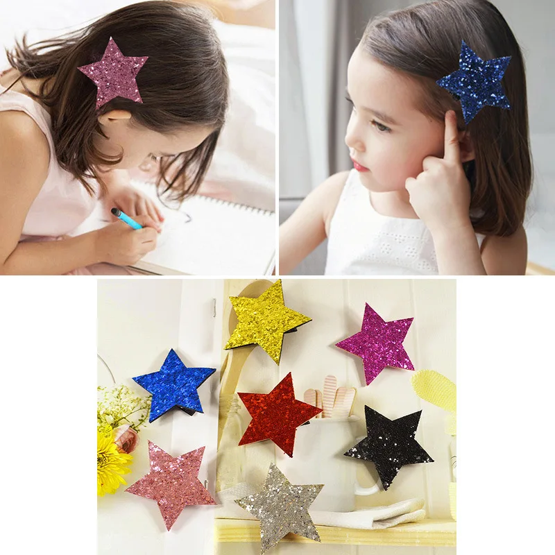 

10Pcs/Lot Children hairpin cute sequins star hairpin princess headdress little girl side clip girl student hair accessories