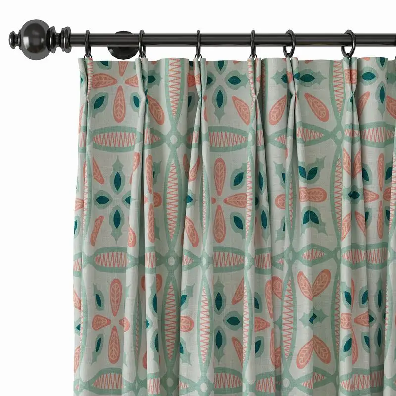 

Pinch Pleat Nickel Grommet Print Blackout Curtain Drapery with Liner ChadMade Adeline (1 Panel) Size and Header Type Custom