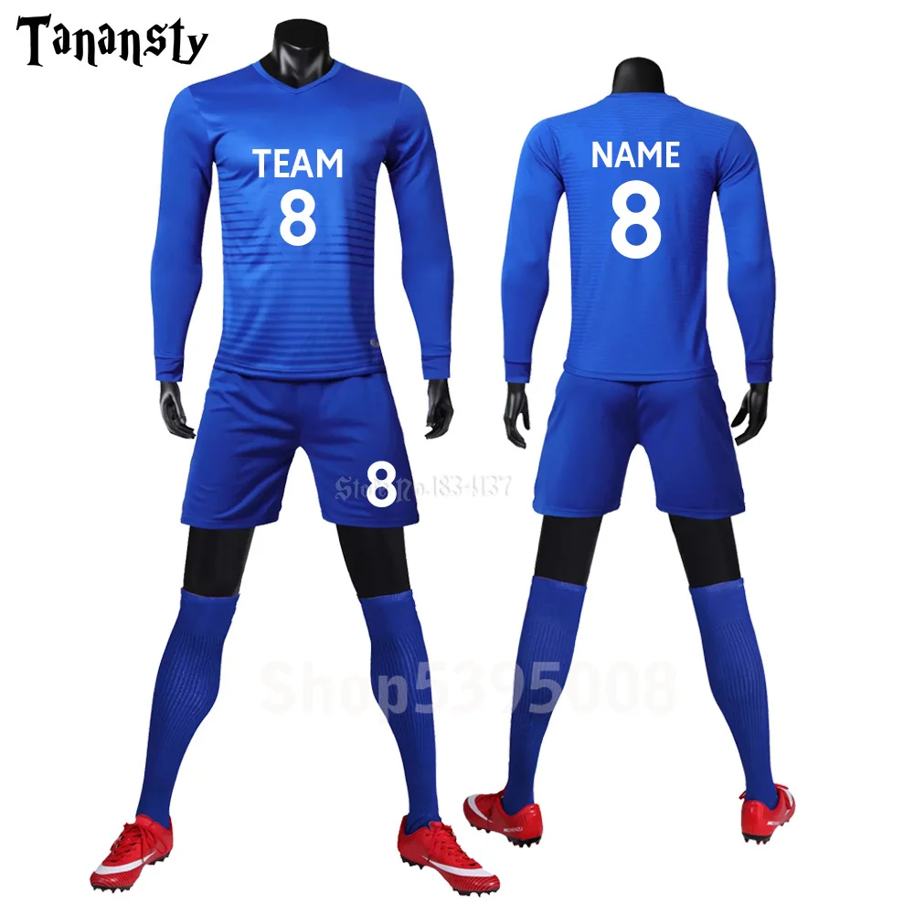 Soccer Jerseys Long Sleeve Men Custom Football Jerseys Soccer Uniforms Youth Adult Football Set Long Soccer Jersey