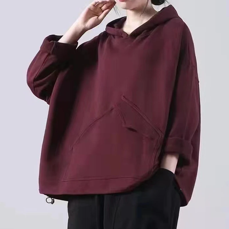 Осенняя свободная Черная Толстовка Max LuLu 2021 повседневный свитшот для фитнеса