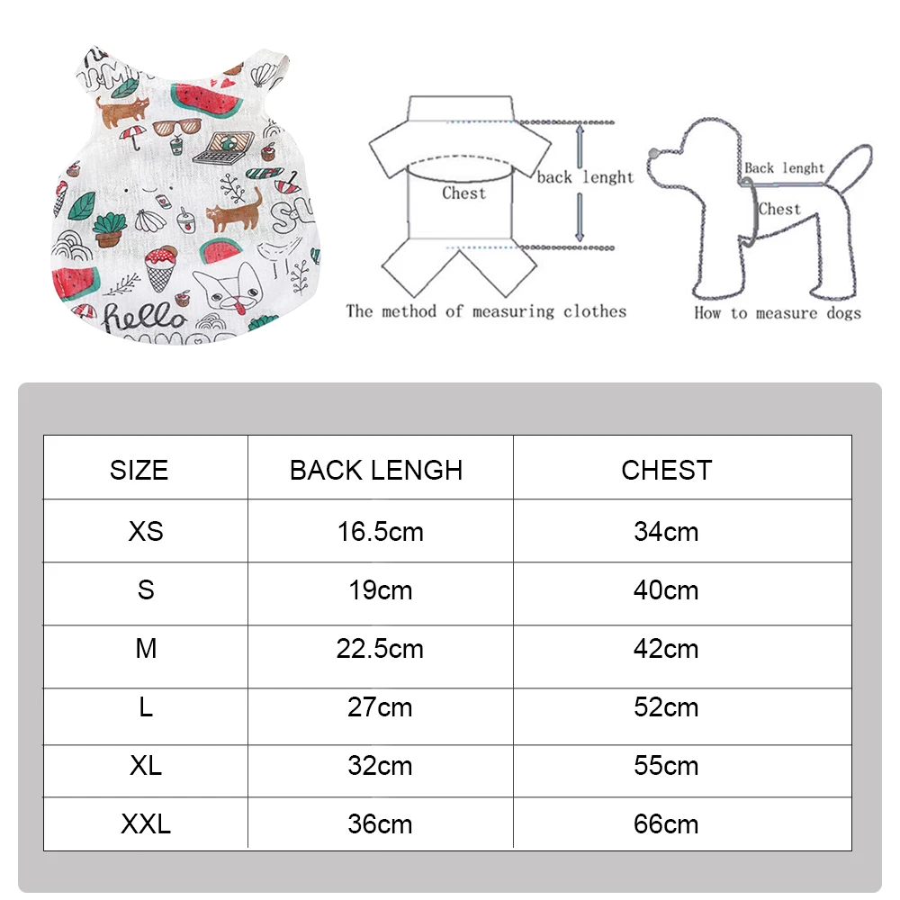 

Summer Dog Clothes Printed Puppy Cat Pet Vest Breathable Comfortable Pet Shirt Indoor Vest For Small Medium Dog French Bulldog