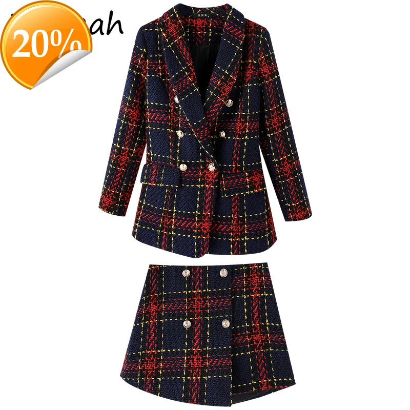 

Women Summer Fashion Runway skirt Set Long arm Two-row jacket + High waist skirt 2 Two pieces suits 2021